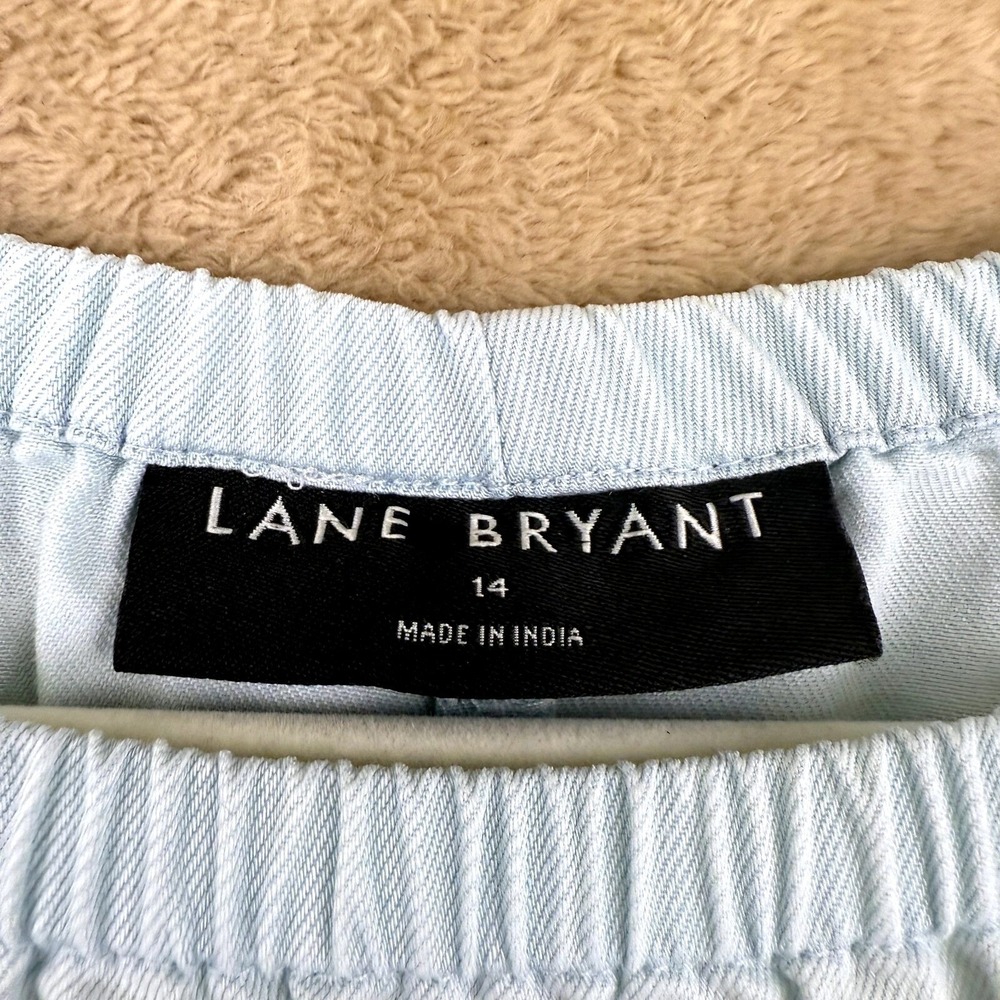 Lane Bryant Chambray Babydoll Dress Size 14 Blue Tiered Ruffle Belted Pockets - Picture 6 of 13